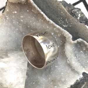 Chunky Silver Ring - Love Soul Peace Faith Joy Hope Dream Ring - 925 Silver